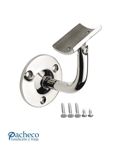 Soporte para Pasamanos Redondo y Atornillado a Pared de Acero Inoxidable 316 Brillo y Satinado