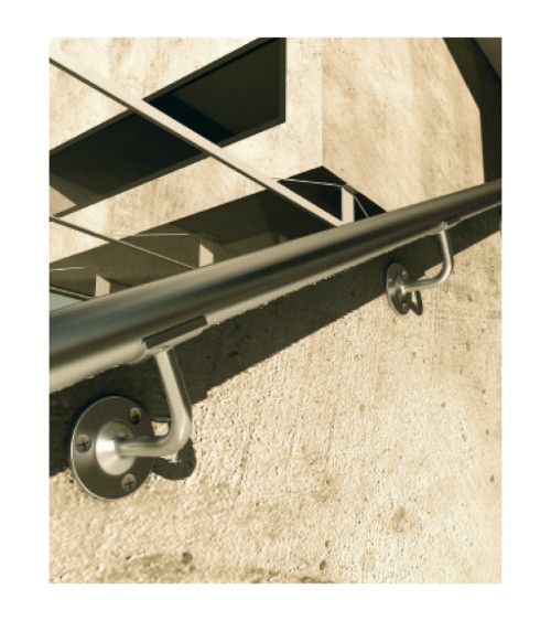 Soporte para Pasamanos Redondo y Atornillado a Pared de Acero Inoxidable 316 Brillo y Satinado