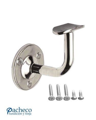 Soporte para Pasamanos Curvo y Anclaje a Pared con Tornillos de Acero Inoxidable 316 Brillo y Satinado