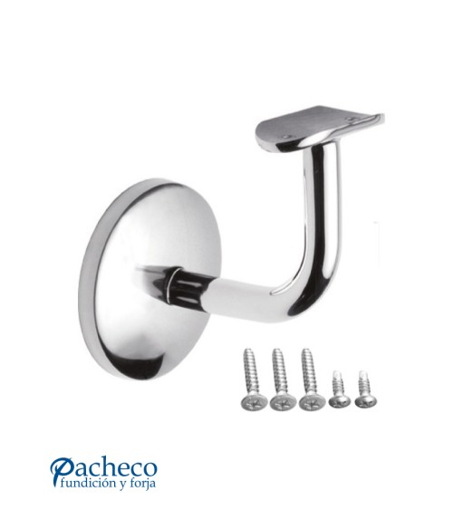 Soporte de Acero Inoxidable 316 Brillo y Satinado para Pasamanos Curvo y Anclaje a Pared