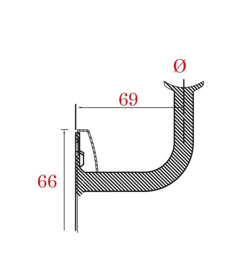 Soporte de Acero Inoxidable 316 Brillo y Satinado para Pasamanos Curvo y Anclaje a Pared