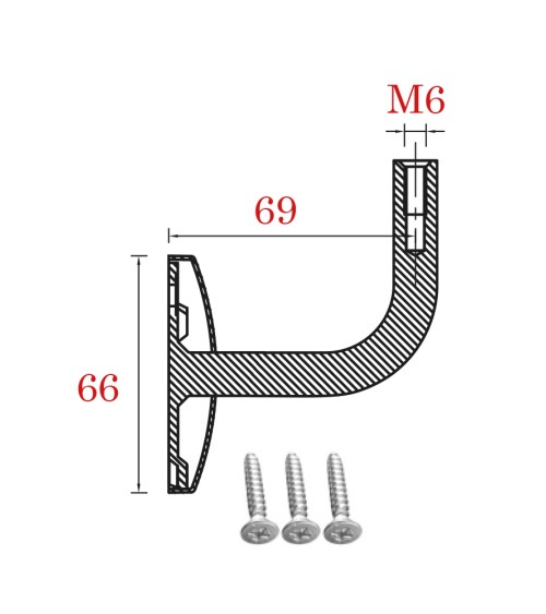 Soporte de Acero Inoxidable 316 Brillo y Satinado para Soldar Pasamanos M6 y Anclaje a Pared