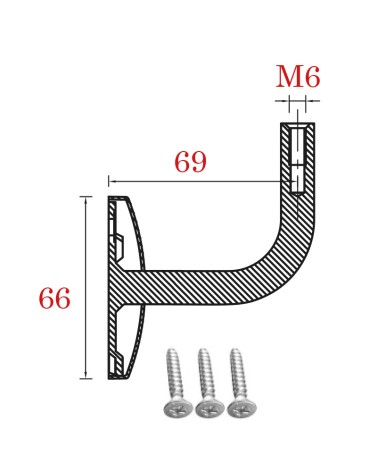 Soporte de Acero Inoxidable 316 Brillo y Satinado para Soldar Pasamanos M6 y Anclaje a Pared
