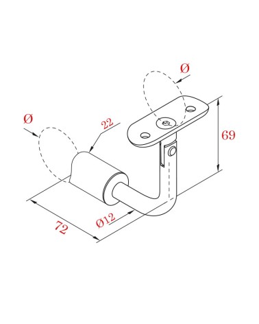 Soporte Curvo de Acero Inoxidable 316 Brillo y Satinado Regulable para colocar Pasamanos en Horizontal y en Vertical