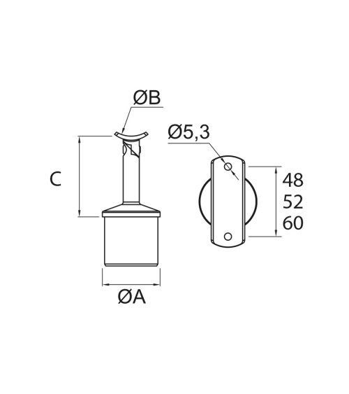 Soporte de Unión Articulado de Poste Redondo y Pasamanos Redondo de Acero Inoxidable 316 Brillo y Satinado