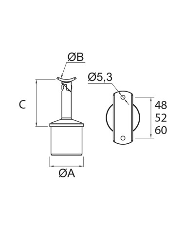 Soporte de Unión Articulado de Poste Redondo y Pasamanos Redondo de Acero Inoxidable 316 Brillo y Satinado