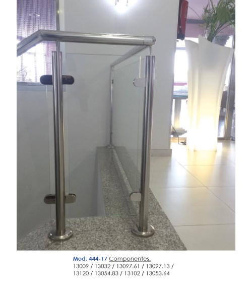 Soporte Superior Recto para Pasamanos Redondo de Acero Inoxidable 316 Brillo y Satinado