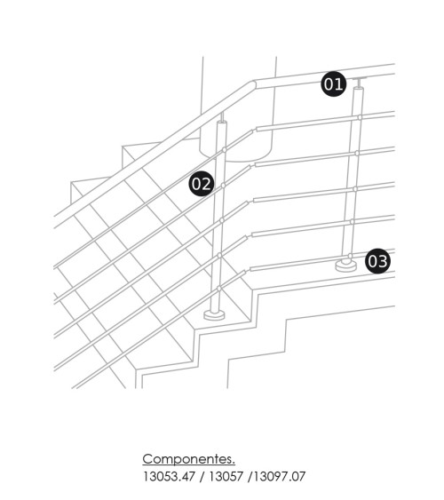 Conector de Acero Inoxidable 316 para Redondo 43 mm - 50,8 mm y Varilla en Brillo y satinado