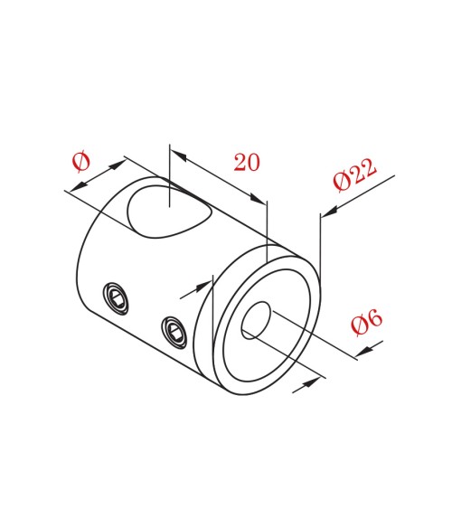 Conector de Acero Inoxidable 316 para Tubo Cuadrado y Varilla Redondo  12 mm Brillo y Satinado