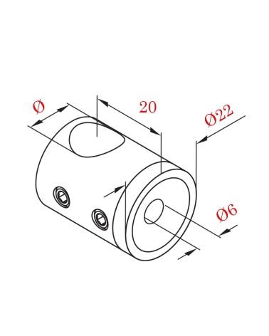 Conector de Acero Inoxidable 316 para Tubo Cuadrado y Varilla Redondo  12 mm Brillo y Satinado