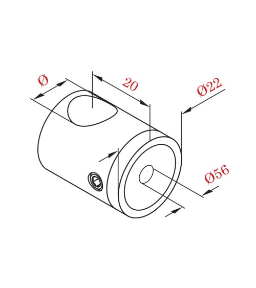 Conector Acero Inoxidable 316 Dcha para Tubo Cuadrado y Varilla Redondo  12 mm Brillo y Satinado