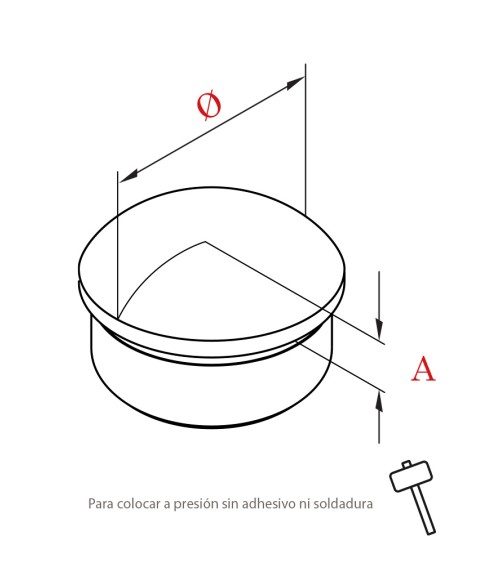 Tapón A Presión de Acero Inxoidable 316 Brillo y Satinado para Redondo 43 - 50,8 mm