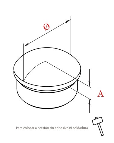 Tapón A Presión de Acero Inxoidable 316 Brillo y Satinado para Redondo 43 - 50,8 mm