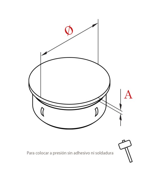 Tapón Embellecedor A Presión de Acero Inxoidable 316 Brillo y Satinado para Redondo 40 - 43 -50,8 mm