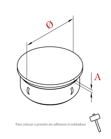 Tapón Embellecedor A Presión de Acero Inxoidable 316 Brillo y Satinado para Redondo 40 - 43 -50,8 mm