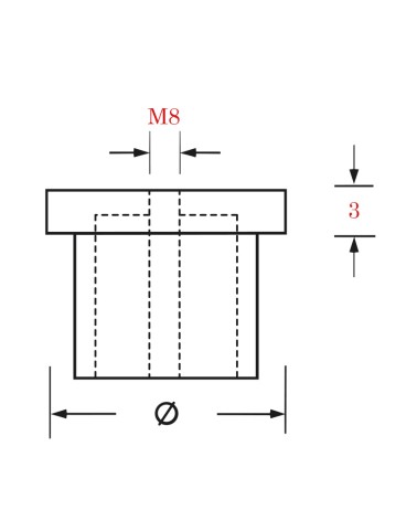 Tapón Rosca M8 de Acero Inoxidable 316 Brillo y Satinado para Redondo 43 - 50,8 mm
