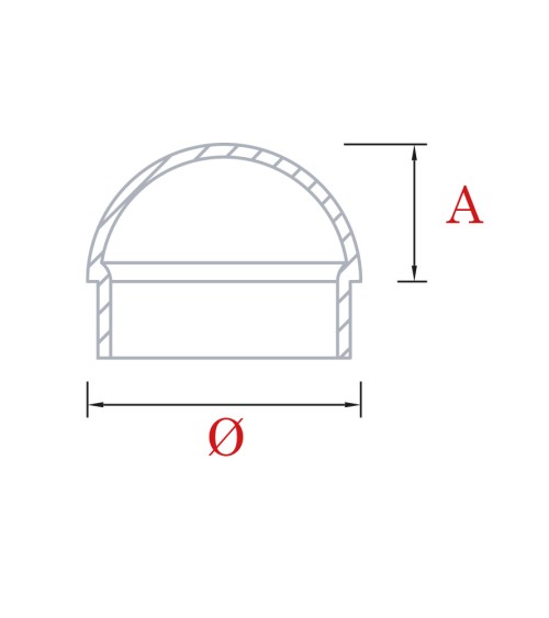 Tapón Embellecedor Semiesférico de Acero Inoixdable 316 Brillo y Satinado para Redondo 43 - 50,8 mm
