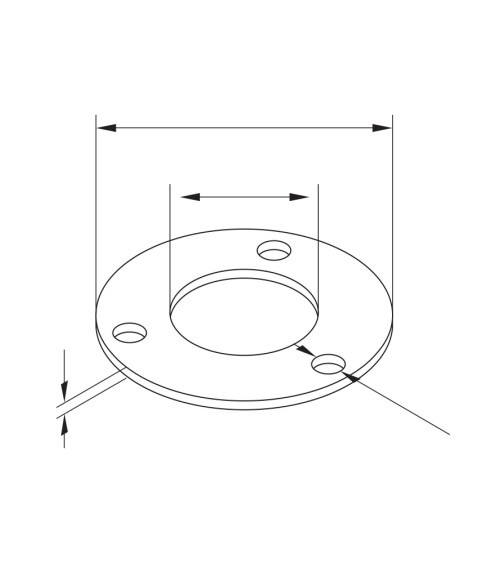 Base Redonda para Anclaje de Poste Redondo de Acero Inoxidable 316