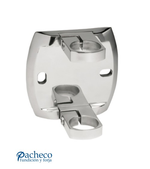 Soporte de Acero Inoxidable 316 Brillo y Satinado a Pared para Sujección Doble de Poste Redondo