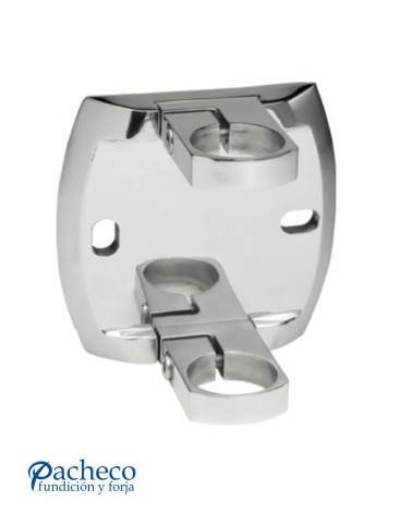 Soporte de Acero Inoxidable 316 Brillo y Satinado a Pared para Sujección Doble de Poste Redondo