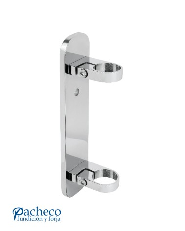 Soporte Redondeado de Acero Inoxidable 316 Brillo y Satinado a Pared para Sujección Doble de Poste Redondo