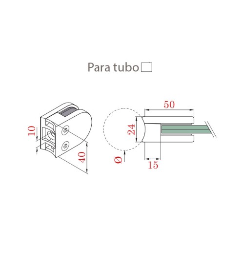 Pinza Redonda de Acero Inoxidable 316 Brillo y Satinado para Redondo 43 mm - 50.8 mm