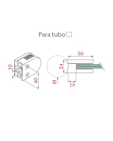 Pinza Redonda de Acero Inoxidable 316 Brillo y Satinado para Redondo 43 mm - 50.8 mm