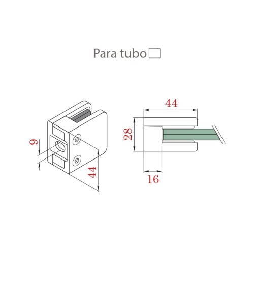 Pinza Cuadrada de Acero Inoxidable 316 Brillo y Satinado para Cuadrado
