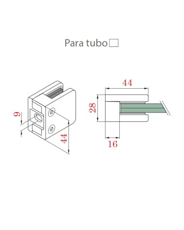 Pinza Cuadrada de Acero Inoxidable 316 Brillo y Satinado para Cuadrado