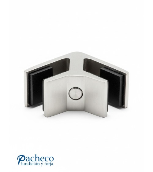 Pinza Esquinera de Acero Inoxidable 316 Brillo y Satinado para Unión de Dos Cristales