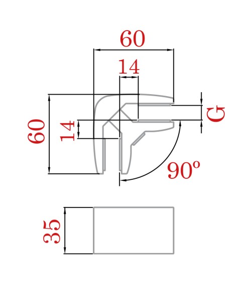 Pinza Esquinera de Acero Inoxidable 316 Brillo y Satinado para Unión de Dos Cristales