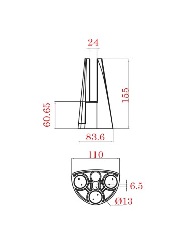 Pinza de Suelo en Acero Inoxidable 316 Brillo y Satinado para Barandillas de Cristal