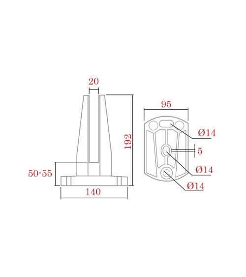 Pinza de Suelo con Base en Acero Inoxidable 316 Brillo y Satinado para Instalación de Cristales en Barandillas
