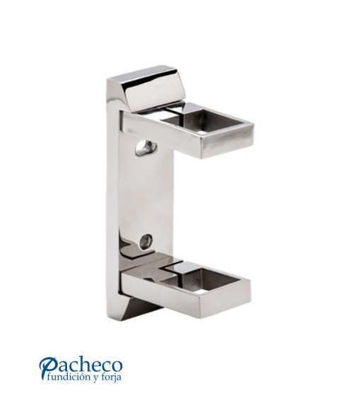 Soporte Rectangular de Acero Inoxidable 316 Brillo y Satinado a Pared para Sujección Doble de Poste Cuadrado