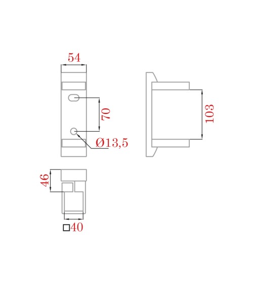 Soporte Rectangular de Acero Inoxidable 316 Brillo y Satinado a Pared para Sujección Doble de Poste Cuadrado