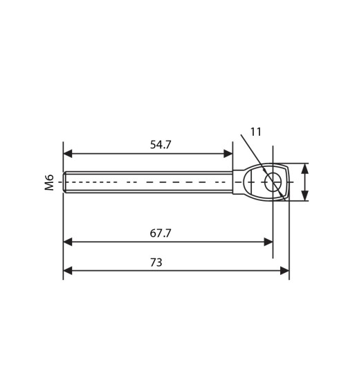 Terminal de Acero Inoxidable Roscado M6 Centrado con Horquilla IZQ y DCHA