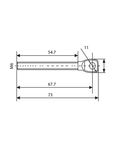 Terminal de Acero Inoxidable Roscado M6 Centrado con Horquilla IZQ y DCHA