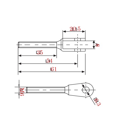 Terminal de Acero Inoxidable Roscado M6 Horquilla de Acero Inoxidable IZQ y DCHA