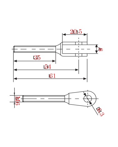 Terminal de Acero Inoxidable Roscado M6 Horquilla de Acero Inoxidable IZQ y DCHA