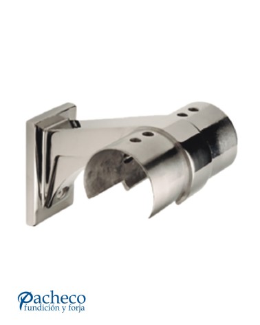 Soporte Cilindro para Poste Redondo de Acero Inoxidable 316 Brillo y Satinado con Fijación a Pared