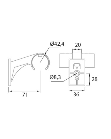 Soporte Cilindro para Poste Redondo de Acero Inoxidable 316 Brillo y Satinado con Fijación a Pared