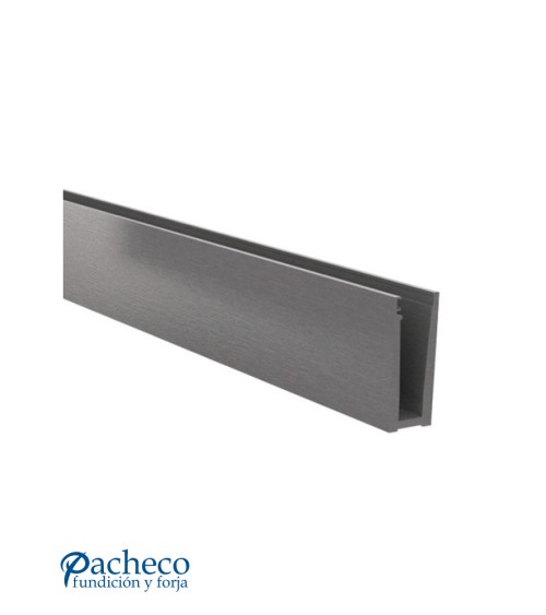 Perfil Superior de Aluminio Anodizado para Barandillas de Vidrio - Montaje Sobre Suelo