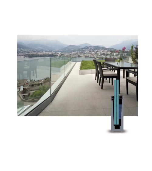 Perfil Superior de Aluminio Anodizado para Barandillas de Vidrio - Montaje Sobre Suelo