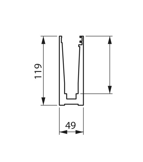 Perfil Embebido en Aluminio Anodizado para Barandillas de Cristal - Instalación Enrasada