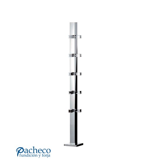 Poste Cuadrado 40 mm de Acero Inoxidable 316 Brillo y Satinado con Conector para Cuadrado a 90º