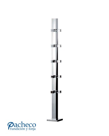 Poste Cuadrado 40 mm de Acero Inoxidable 316 Brillo y Satinado con Conector para Cuadrado a 90º