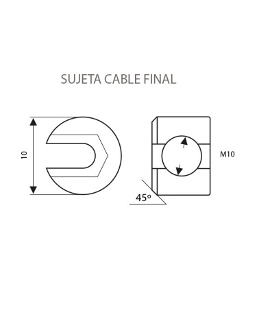 Sujetacable Final en Cruz de Acero Inoxidable para Remate de Cables 5 mm Diámetro