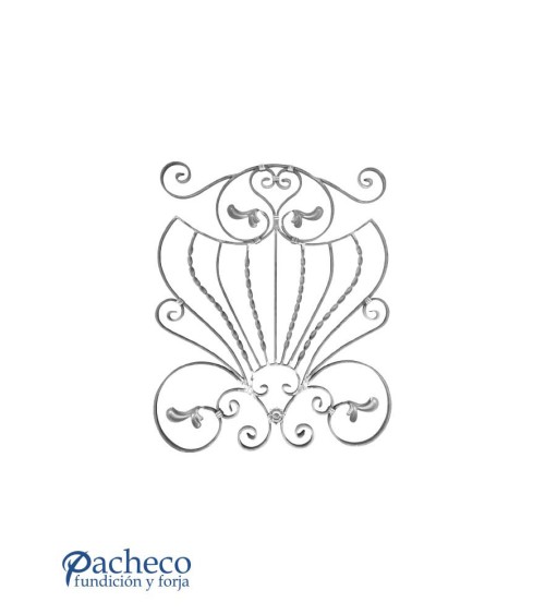 Balaustra de Forja con Eses y Volutas y Entorchados Centrales Pletina 16x8 mm
