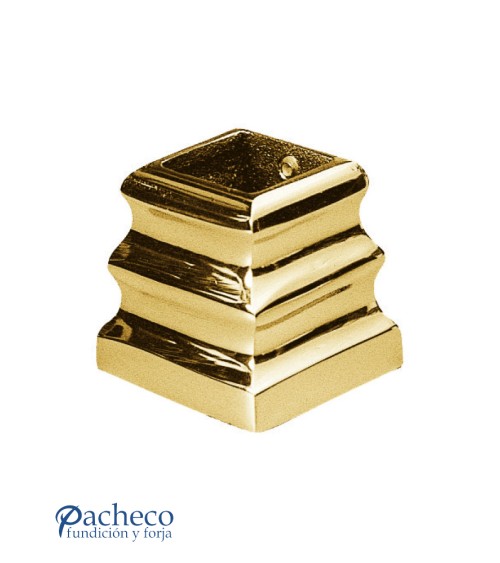 Macolla en latón brillo para barrote de forja cuadrado desmontable para puertas de entrada y portales