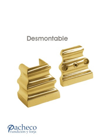 Macolla en latón brillo para barrote de forja cuadrado desmontable para puertas de forja y portales